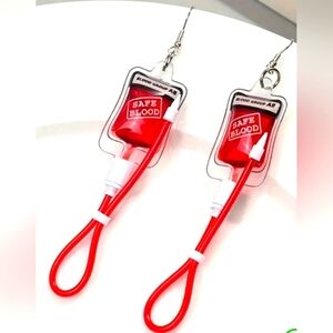 1 Pair Of Drop Earrings Resin Blood Design Match Daily Outfits Party Accessories
